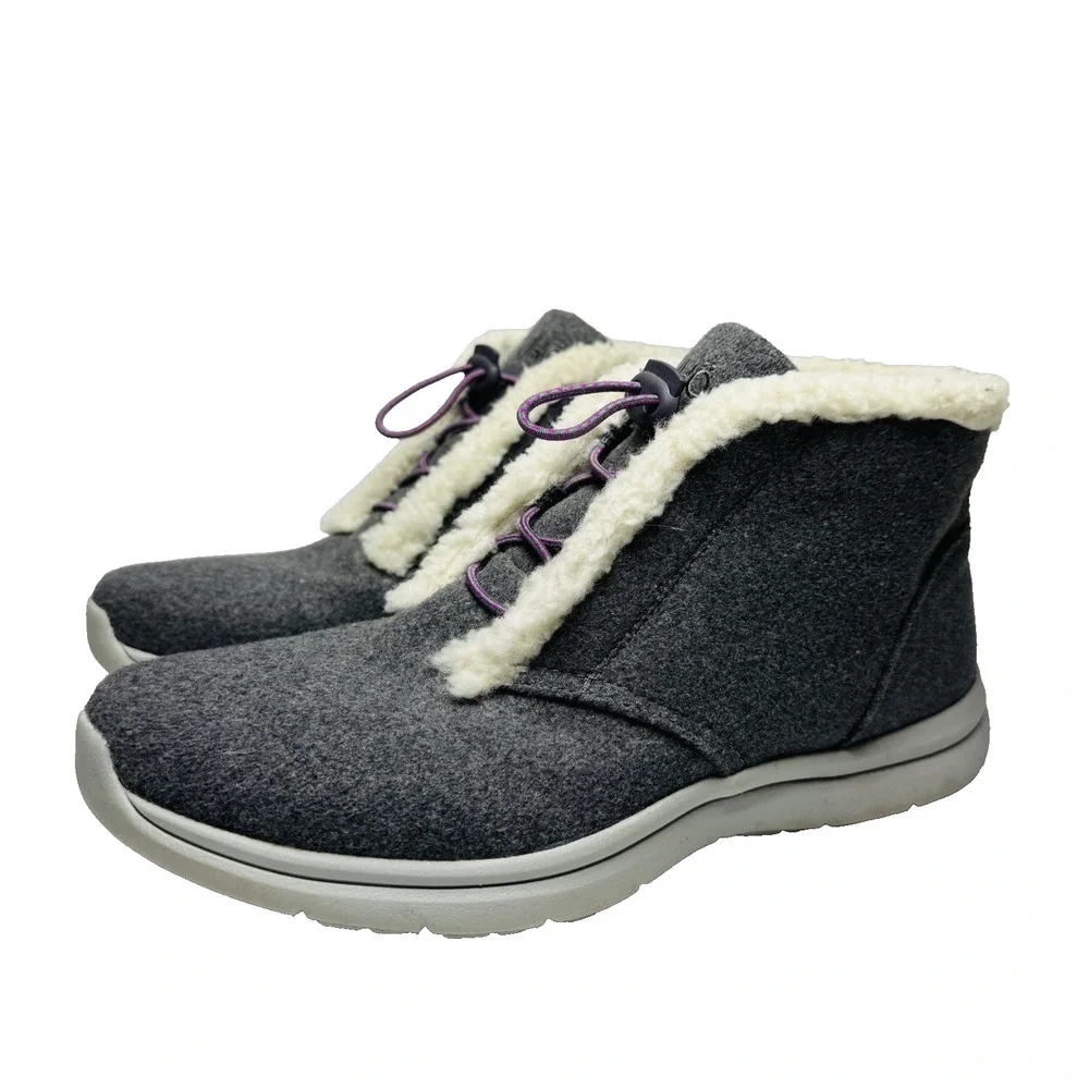 Ryka Everest Ankle Boots Womens Size 10 M Gray Faux Shearling Lined‎ Lightweight